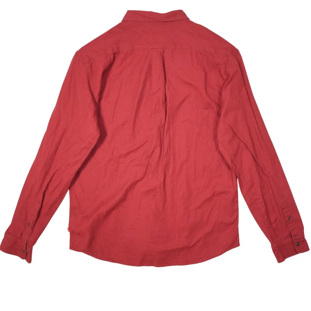 Levis Mens Red Stretch Cotton Long Sleeve Button Down Shirt‎ Large 3LDLW11881